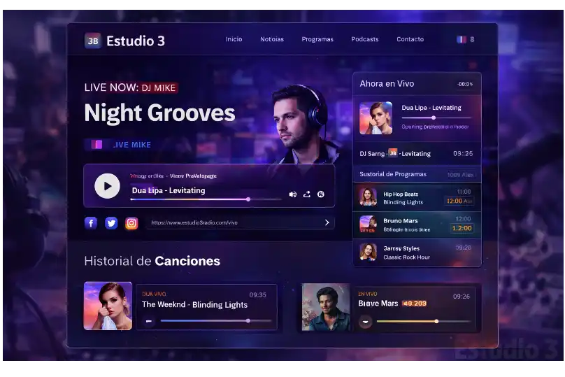 Mockup del Player en Pestaña Independiente