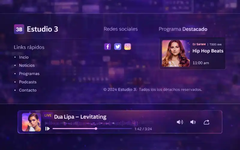 Mockup del Player Persistente y Continuo (Premium)